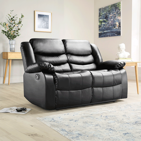 ROMA LEATHER RECLINER SOFA WITH CUPHOLDERS - 3+2 SEATER SOFA