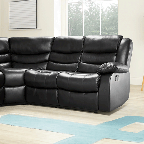 Roma Leather Recliner Corner Sofa (Black/Grey/Brown)