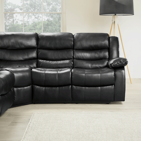 Roma Leather Recliner Corner Sofa (Black/Grey/Brown)