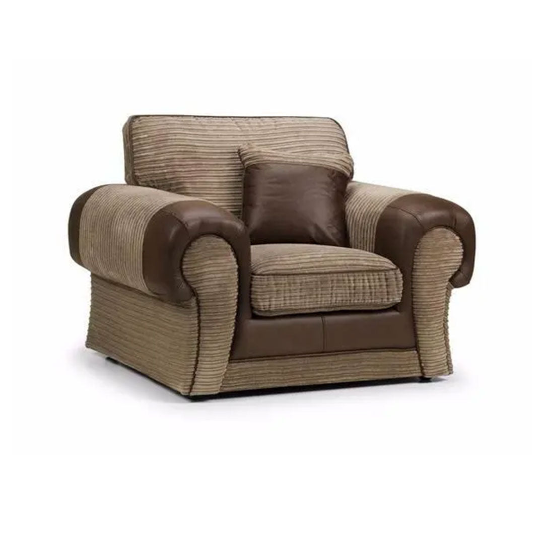 VERONA CORD FABRIC FULL BACK ARM CHAIR BEIGE