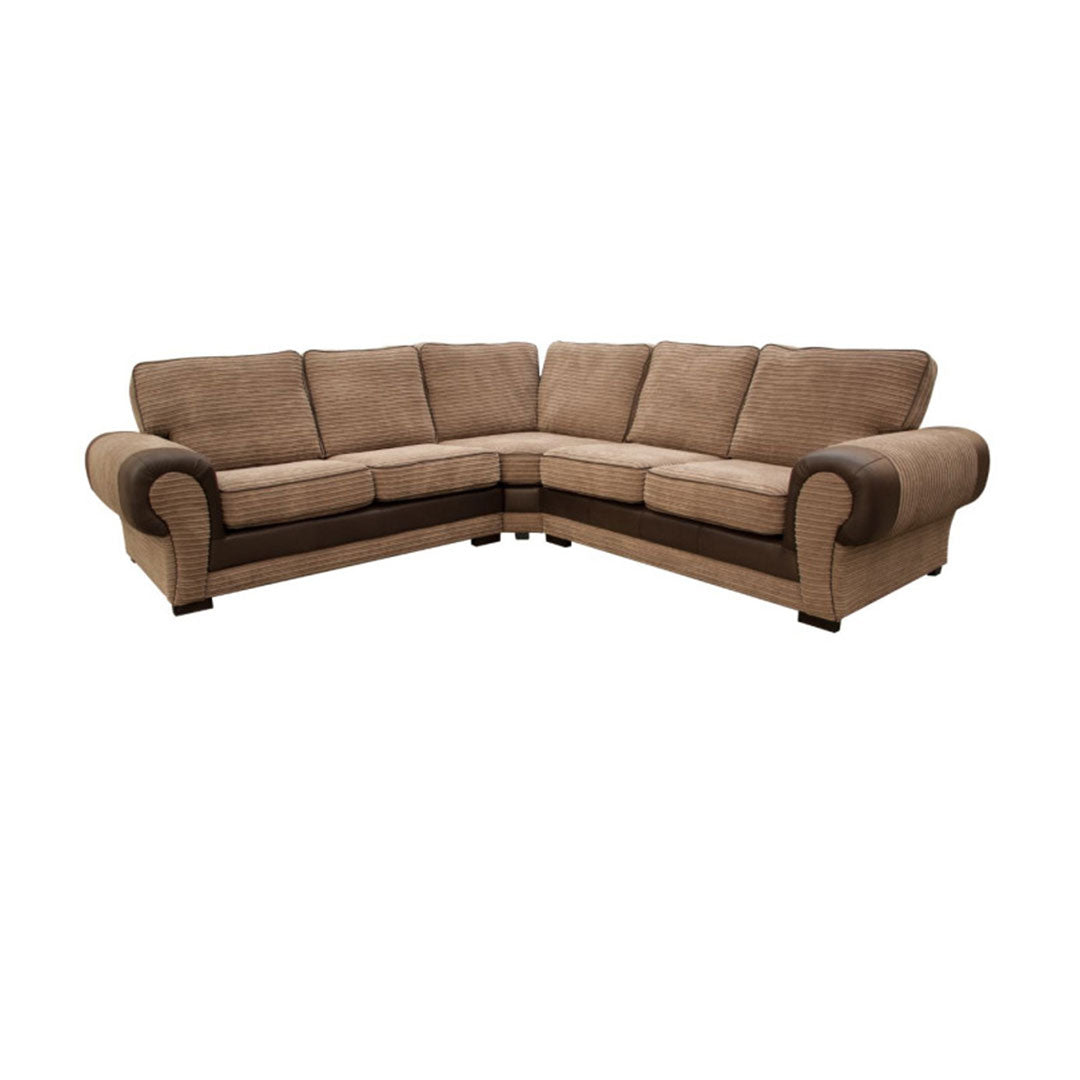 VERONA FULL BACK CORD FABRIC CORNER SOFA(BEIGE)
