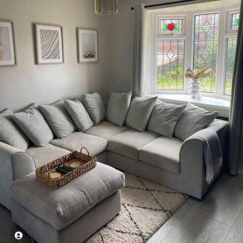 Cream Valvet 5 seater dual arm   Sofa