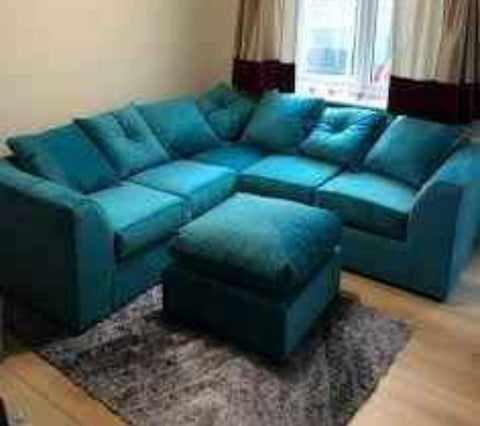 Steel Plush Velvet 5 seater dual arm   Sofa