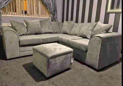 Pebble Plush Velvet 5 seater dual arm   Sofa