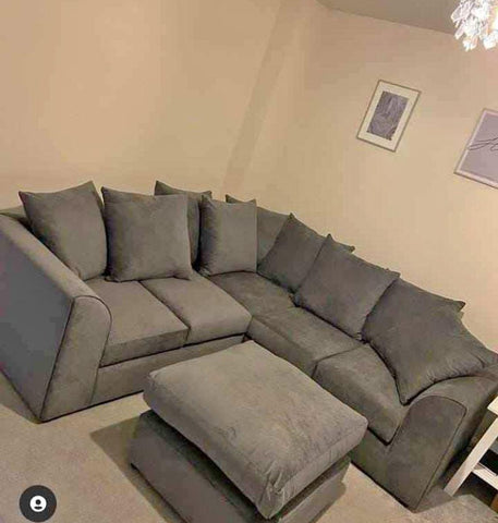 Steel Plush Velvet 5 seater dual arm   Sofa