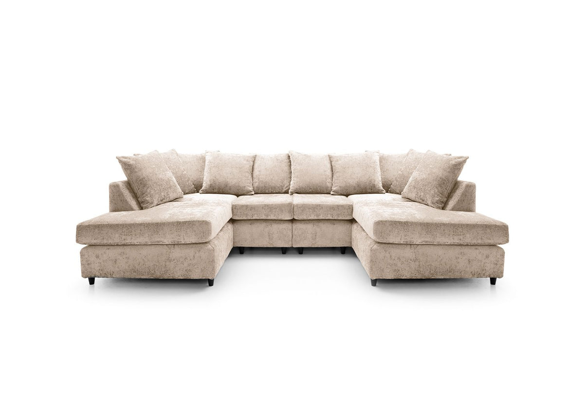 CHENILLE FABRIC U SHAPE SOFA BEIGE