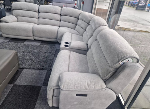 MNS Lakelyn Express Fabric Electric Recliner Modular Corner Sofa With USB Ports Power Recliner Sofa