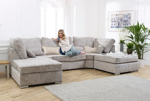 LARGE BISHOP U-SHAPE SOFA – SPACIOUS LUXURY WITH REMOVABLE STOOLS!