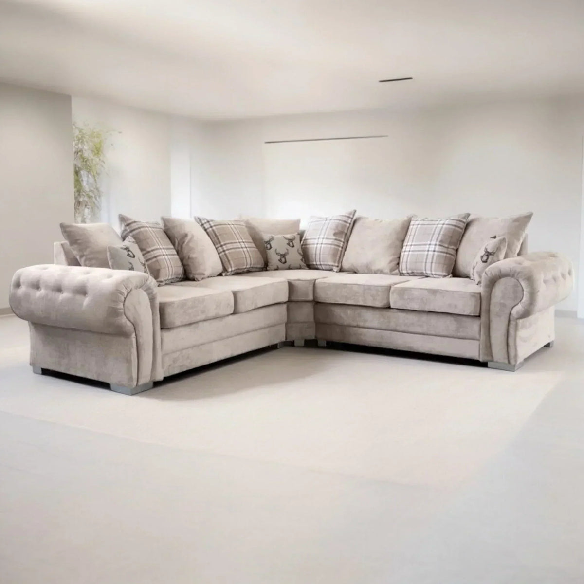 MODERN VERONA CHESTER FIELDS 5 SEATER LUXURIOUS FABRIC SOFA