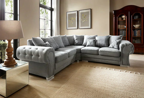 MODERN VERONA CHESTER FIELDS 5 SEATER LUXURIOUS FABRIC SOFA