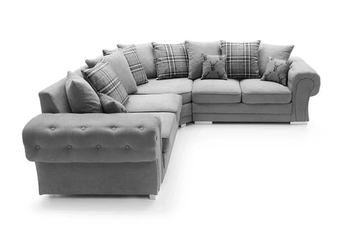 MODERN VERONA CHESTER FIELDS 5 SEATER LUXURIOUS FABRIC SOFA